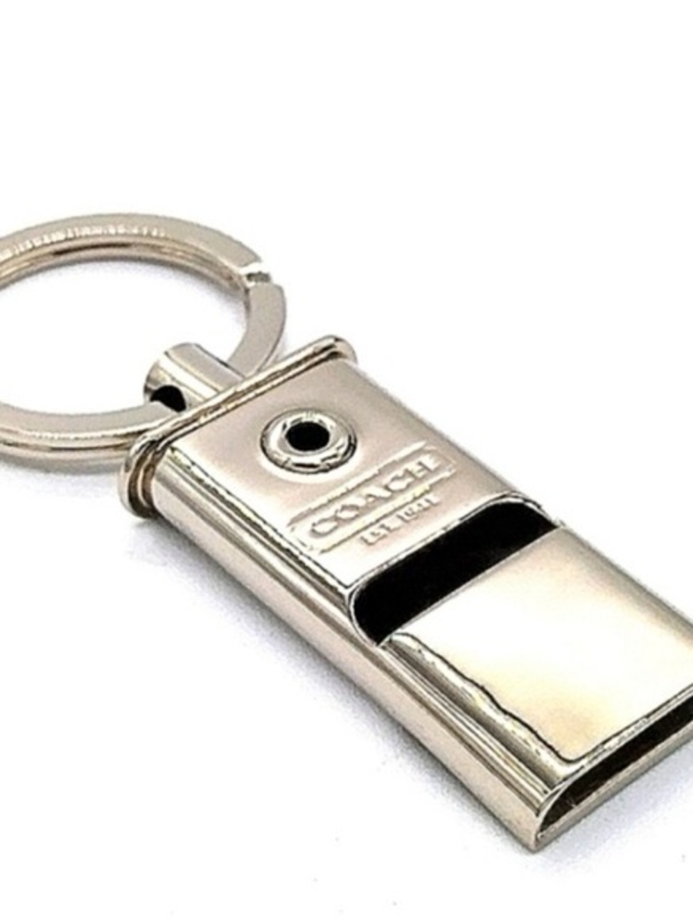 Coach Silver-Tone Metal Whistle Key Ring